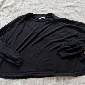 Early 2000s Y2K Zara Basic Black Soft Flowy Crewneck Cuff Sleeve Women’s Large